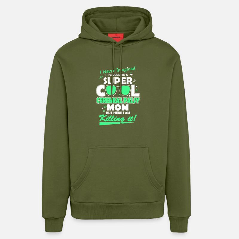 Infirmité motrice cérébrale maman - Sweat à capuche bio décontracté fabriqué en UE - MOSS GREEN