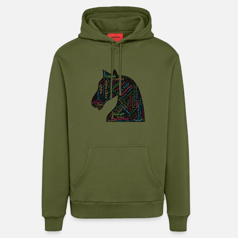 Ouvertures d’échecs - Sweat à capuche bio décontracté fabriqué en UE - MOSS GREEN