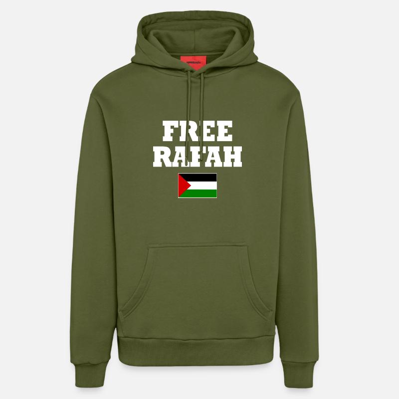 Free rafah - Sweat à capuche bio décontracté fabriqué en UE - MOSS GREEN