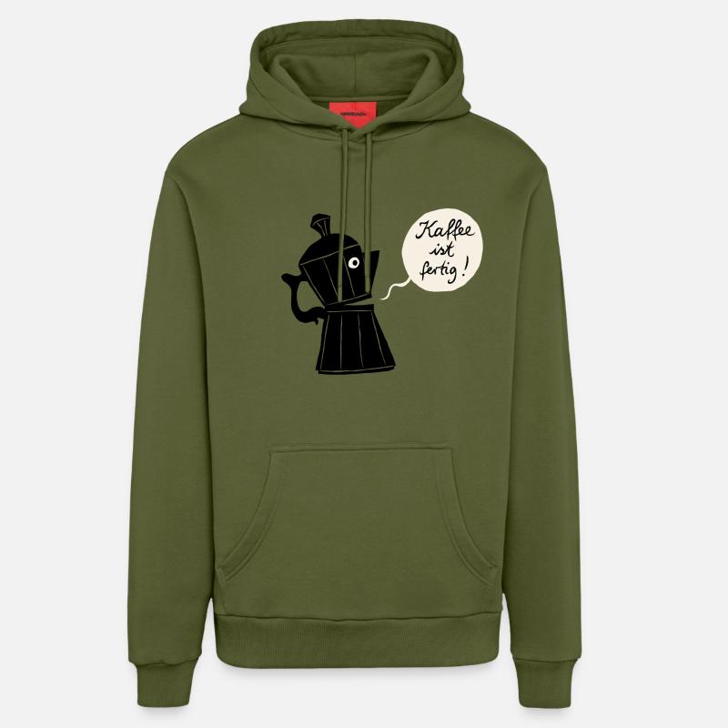 Le café est prêt - Sweat à capuche bio décontracté fabriqué en UE - MOSS GREEN