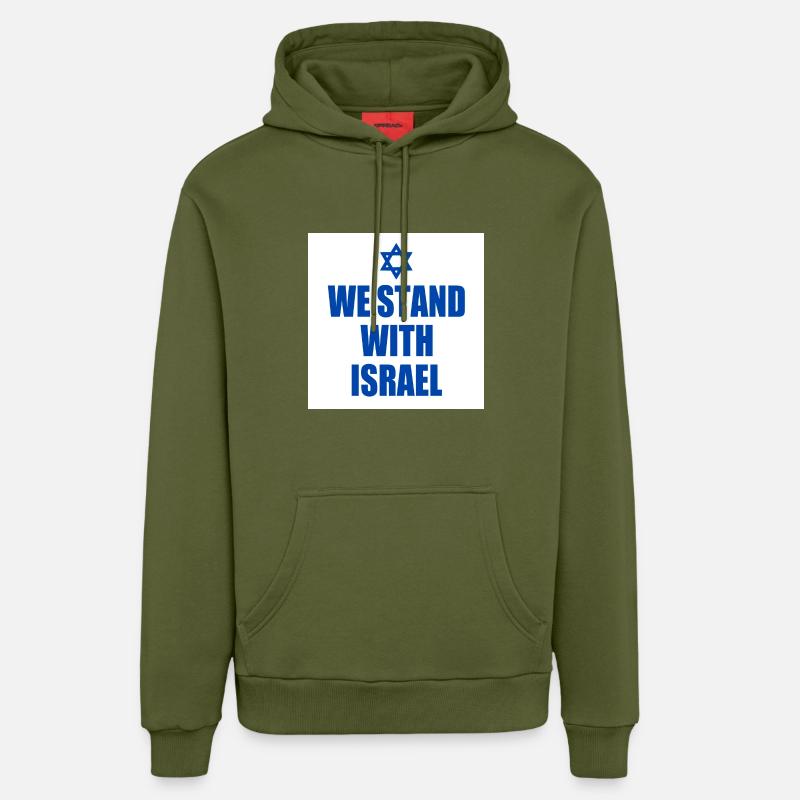 We stand with israel - Sweat à capuche bio décontracté fabriqué en UE - MOSS GREEN