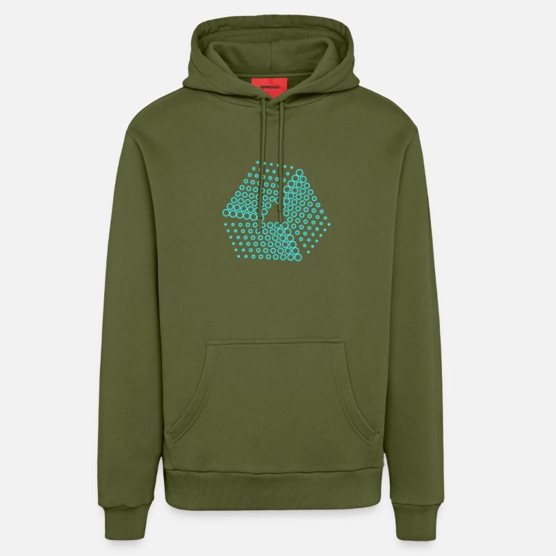 des points abstraits - Sweat à capuche bio décontracté fabriqué en UE - MOSS GREEN