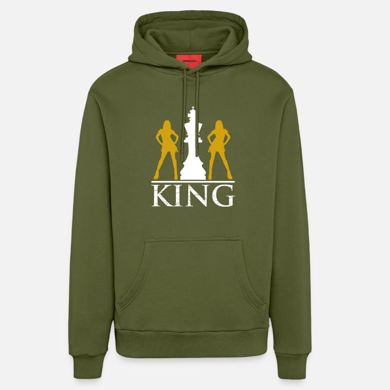roi d'échecs - Sweat à capuche bio décontracté fabriqué en UE - MOSS GREEN