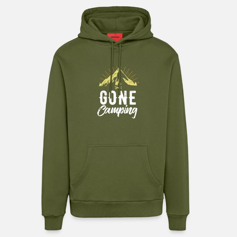 Suis camping - camping - cadeau - Sweat à capuche bio décontracté fabriqué en UE - MOSS GREEN