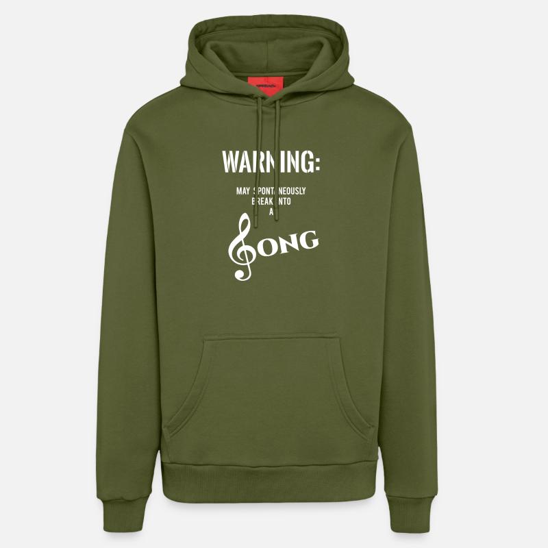 Attention - chanson - chant - clef - Sweat à capuche bio décontracté fabriqué en UE - MOSS GREEN