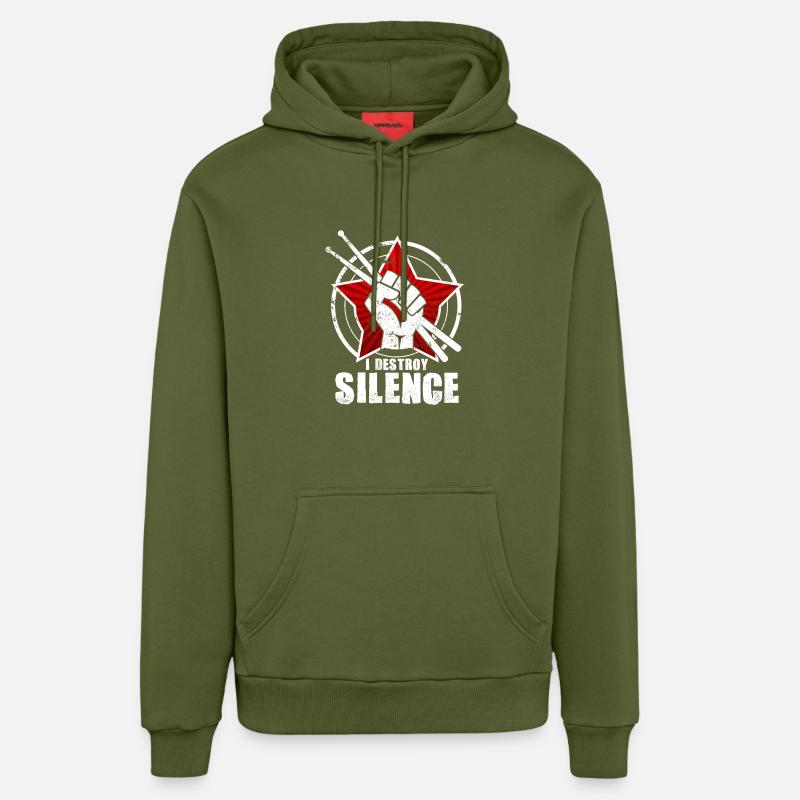Drummer batteur batterie cadeau - Sweat à capuche bio décontracté fabriqué en UE - MOSS GREEN
