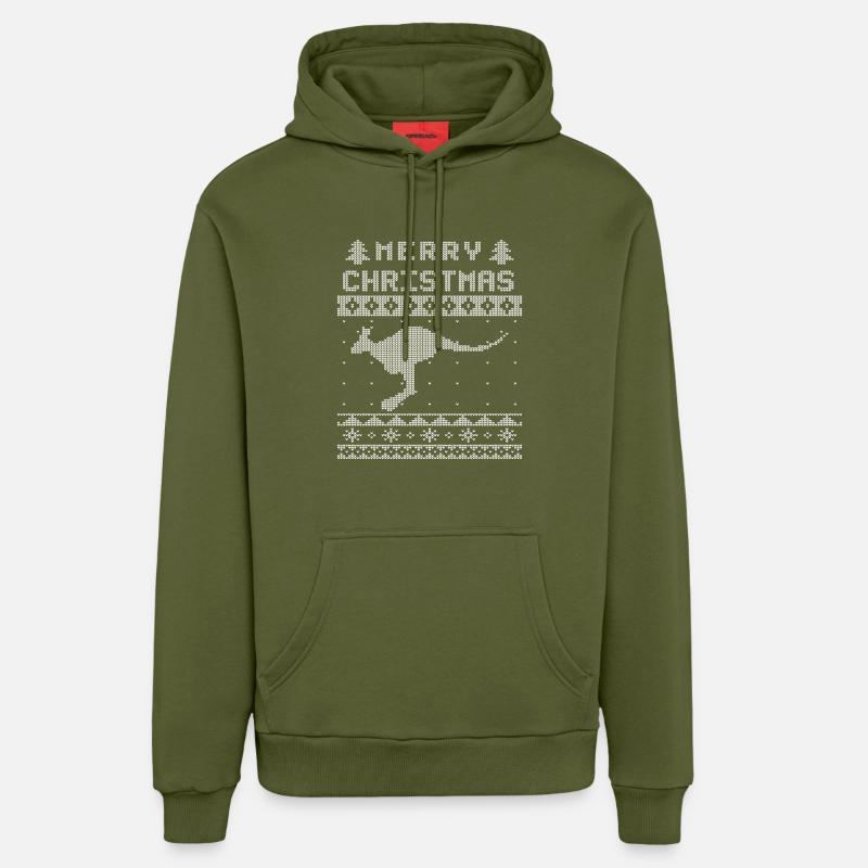 Noël Kangourou laid - Sweat à capuche bio décontracté fabriqué en UE - MOSS GREEN