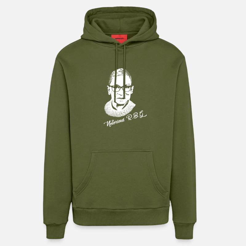 RBG notoire - Sweat à capuche bio décontracté fabriqué en UE - MOSS GREEN