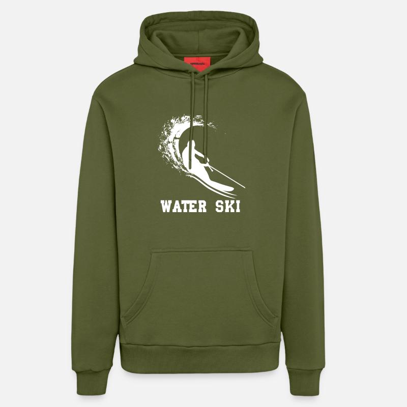 Cadeau de ski nautique - Sweat à capuche bio décontracté fabriqué en UE - MOSS GREEN