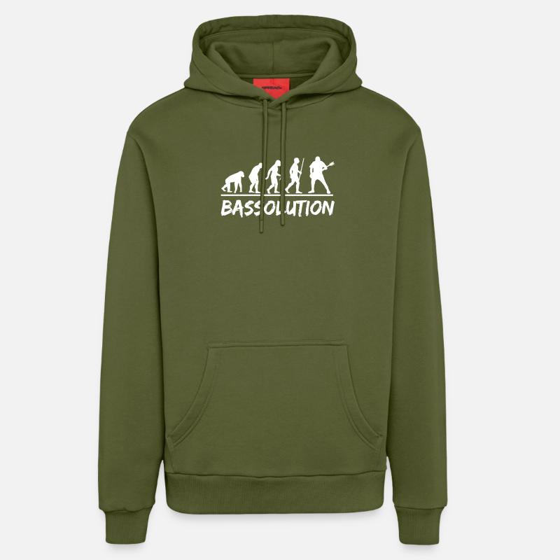 Musique Bassolution Evolution Bass Guitar - Sweat à capuche bio décontracté fabriqué en UE - MOSS GREEN