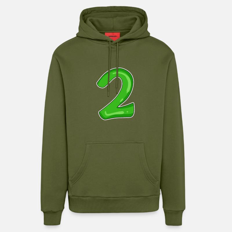 Numéro 2 vert - Sweat à capuche bio décontracté fabriqué en UE - MOSS GREEN