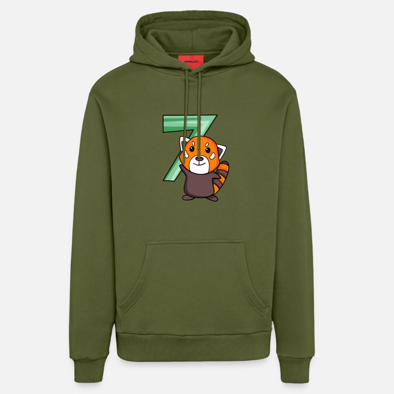 Panda rouge - Sweat à capuche bio décontracté fabriqué en UE - MOSS GREEN