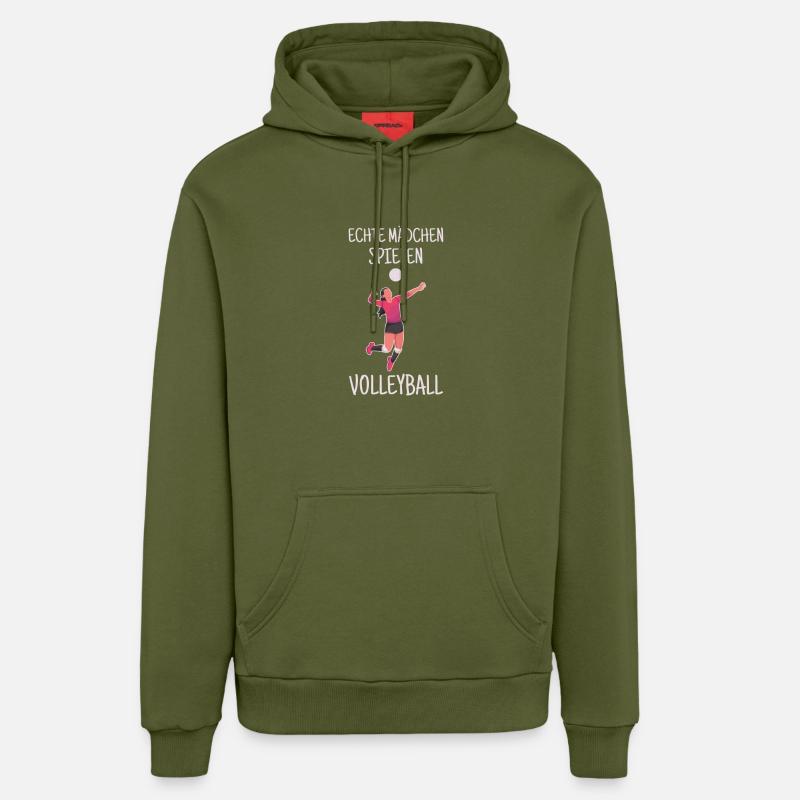Volleyball filles - Sweat à capuche bio décontracté fabriqué en UE - MOSS GREEN