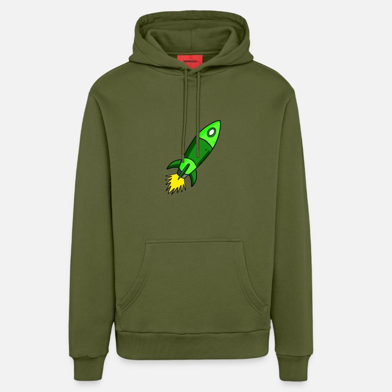 Fusée verte - Sweat à capuche bio décontracté fabriqué en UE - MOSS GREEN
