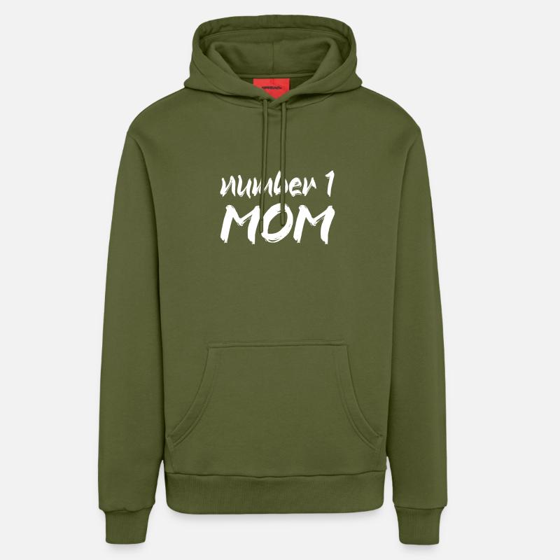 Number one Mom - Sweat à capuche bio décontracté fabriqué en UE - MOSS GREEN