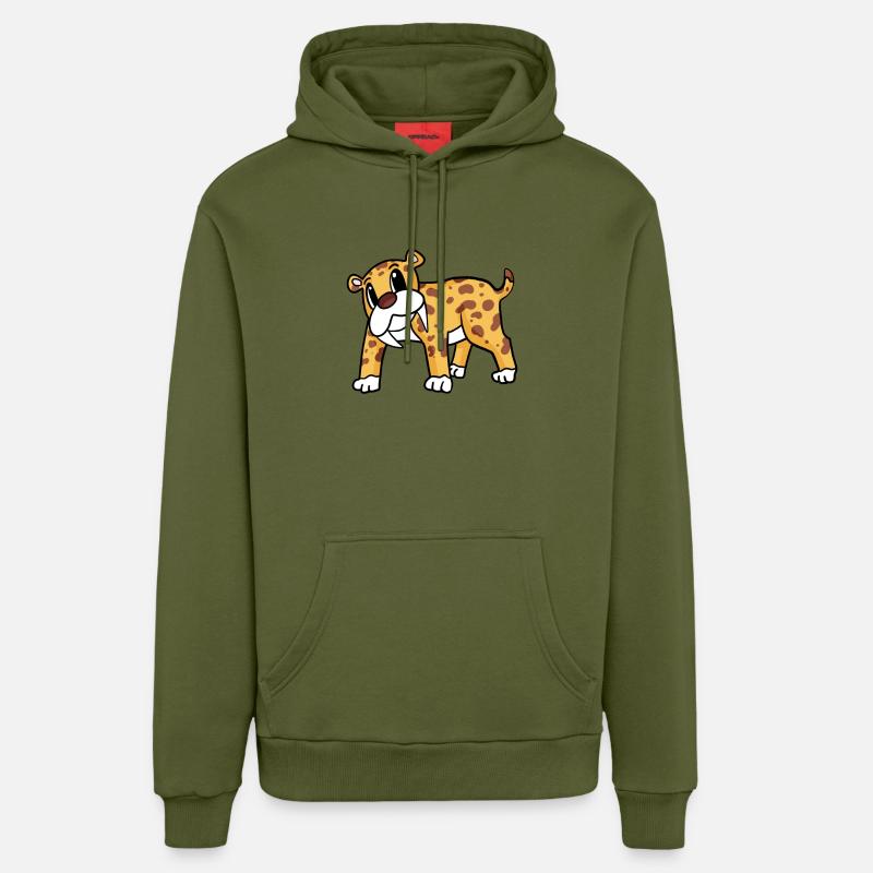 Tigre à dents de sabre - Sweat à capuche bio décontracté fabriqué en UE - MOSS GREEN