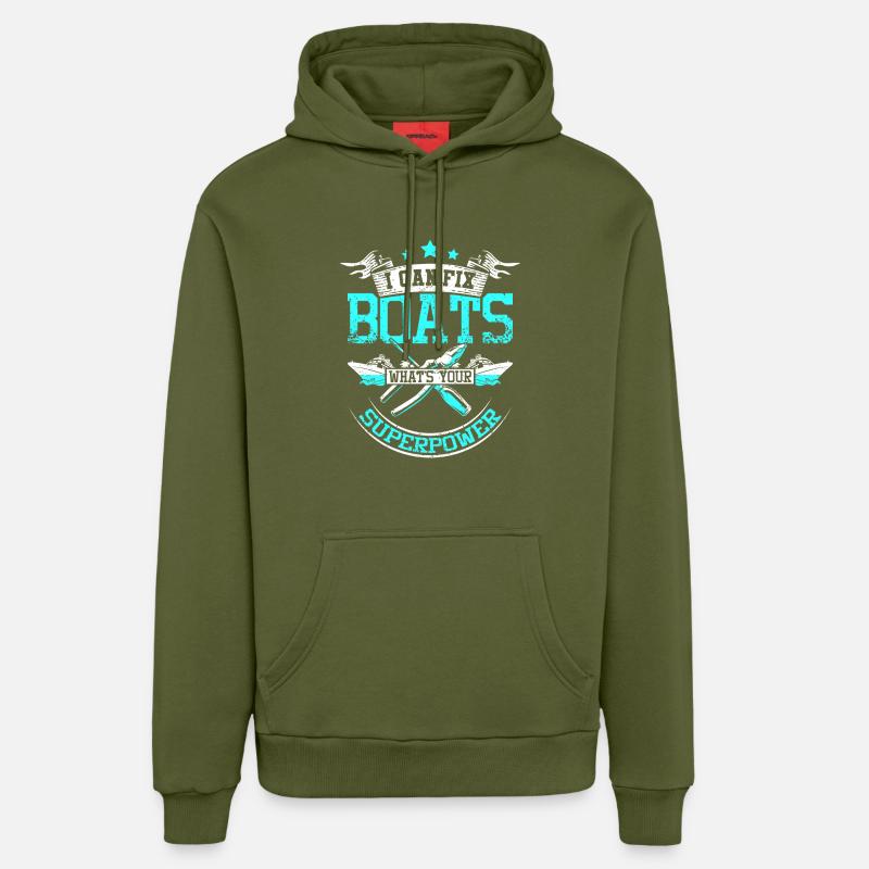 Je répare des bateaux - Sweat à capuche bio décontracté fabriqué en UE - MOSS GREEN