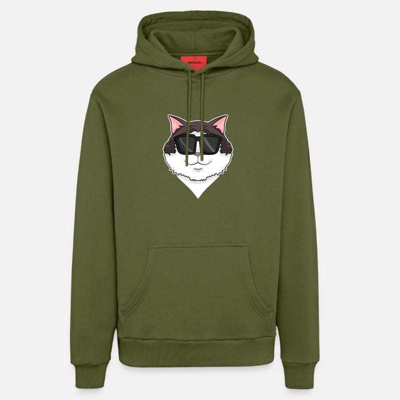 Chat Ragdoll - Sweat à capuche bio décontracté fabriqué en UE - MOSS GREEN