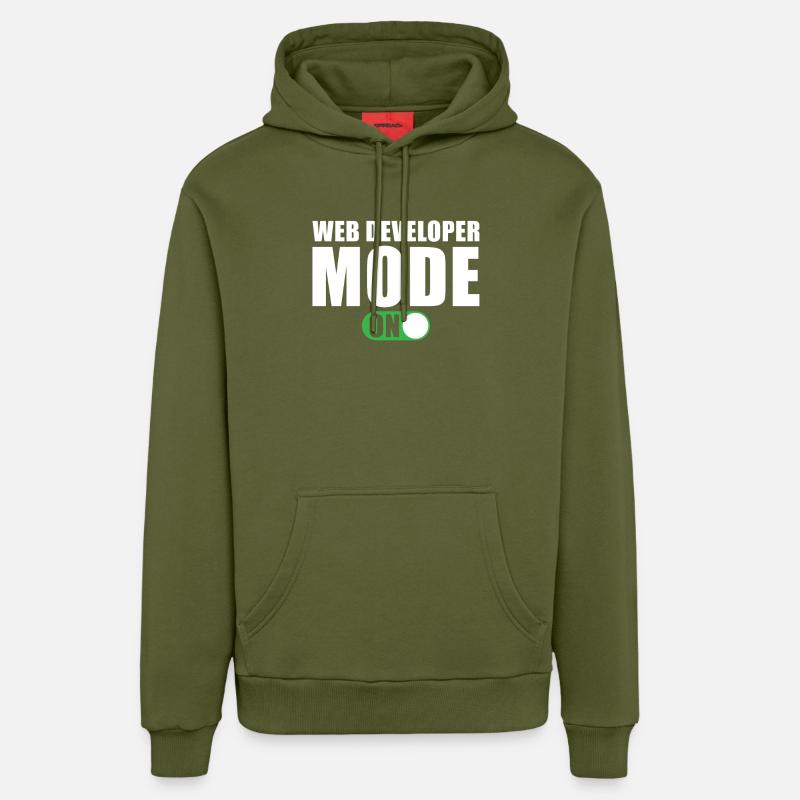 Mode développeur Web activé - Sweat à capuche bio décontracté fabriqué en UE - MOSS GREEN