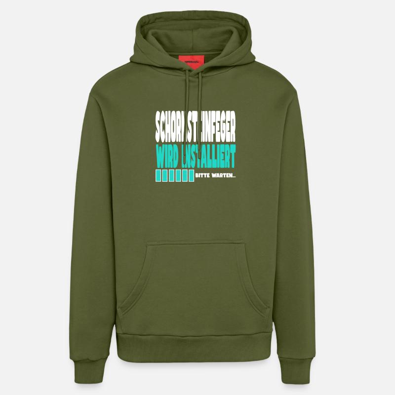 Schornsteinfeger wird installiert - Organic Relaxed Hoodie Made in EU - MOSS GREEN