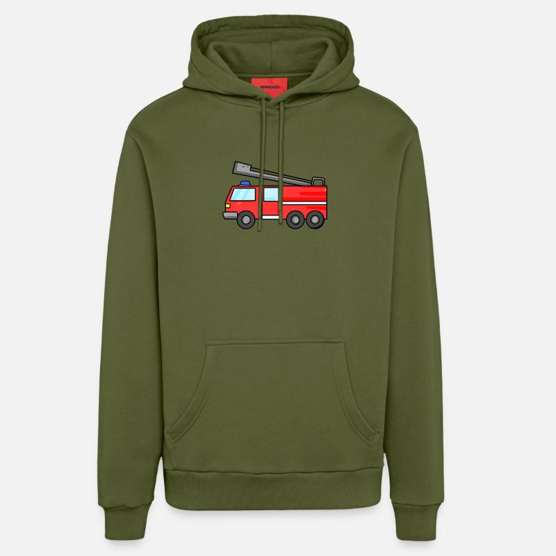 Voiture de pompiers - Sweat à capuche bio décontracté fabriqué en UE - MOSS GREEN