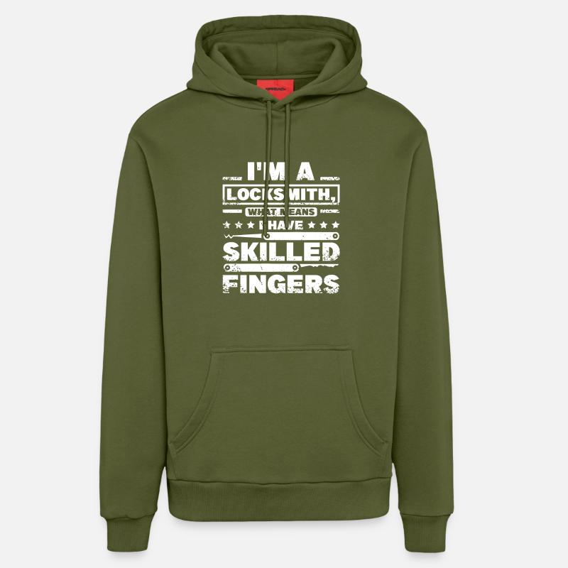 Serrurier à doigts qualifié - Sweat à capuche bio décontracté fabriqué en UE - MOSS GREEN