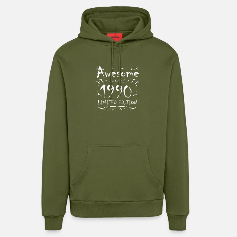 1990 - Né en 1990 - Sweat à capuche bio décontracté fabriqué en UE - MOSS GREEN
