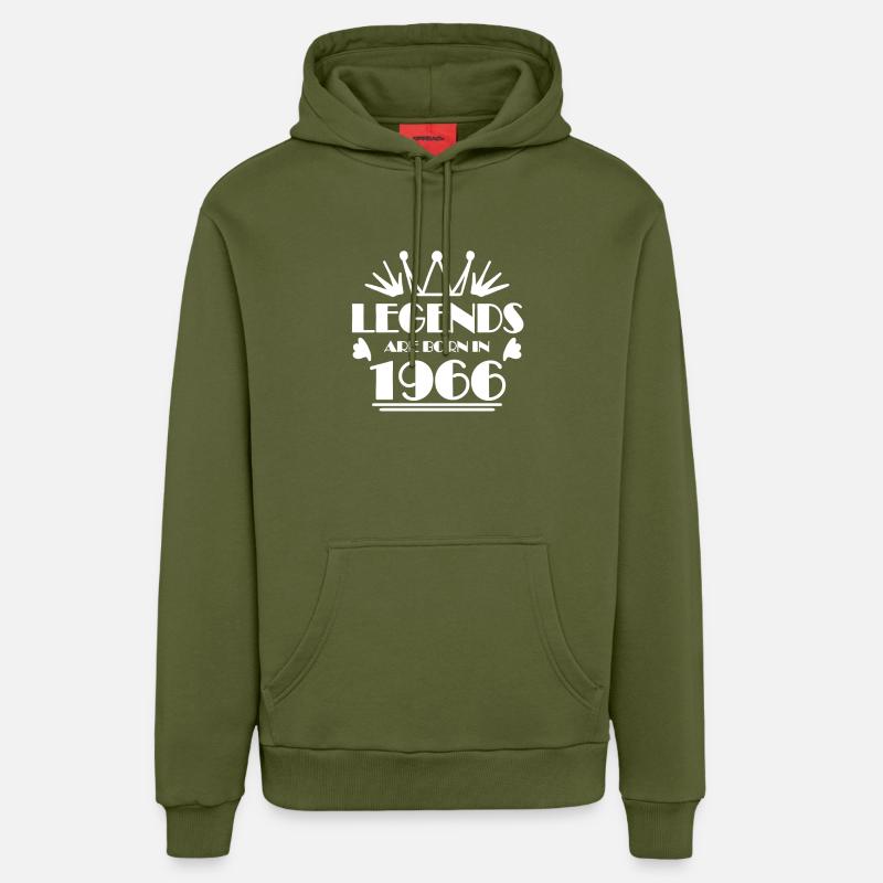 1966 - Né en 1966 - Sweat à capuche bio décontracté fabriqué en UE - MOSS GREEN