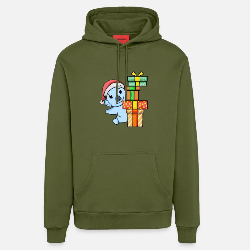 Koala de Noël avec cadeaux - Sweat à capuche bio décontracté fabriqué en UE - MOSS GREEN