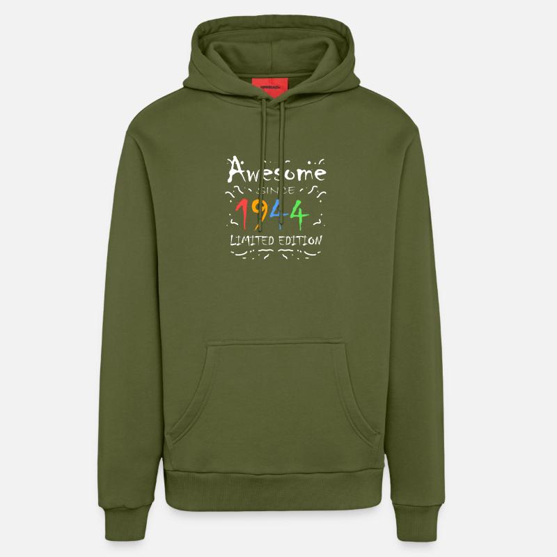 1944 - Sweat à capuche bio décontracté fabriqué en UE - MOSS GREEN