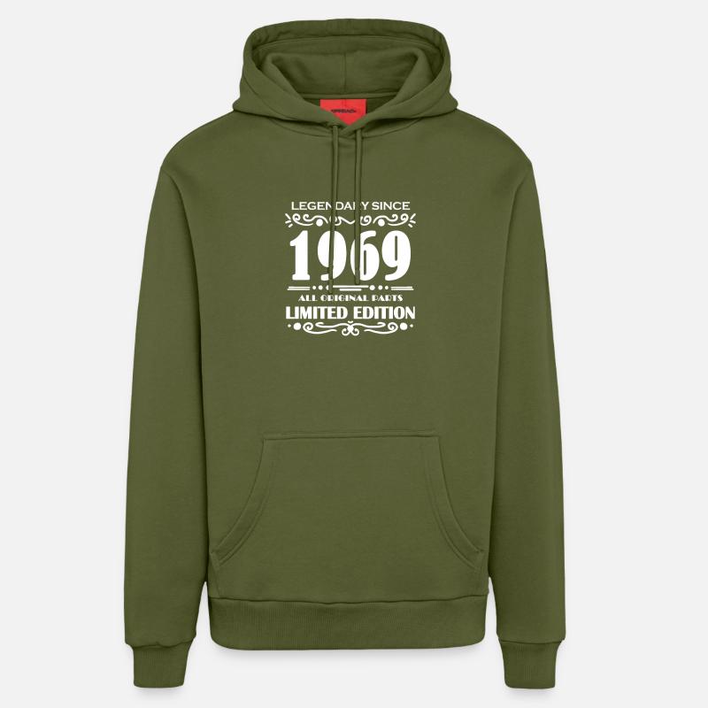 1969 - Sweat à capuche bio décontracté fabriqué en UE - MOSS GREEN