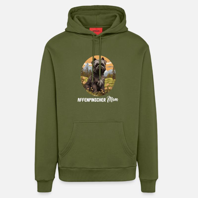 Chien Affenpinscher - Sweat à capuche bio décontracté fabriqué en UE - MOSS GREEN