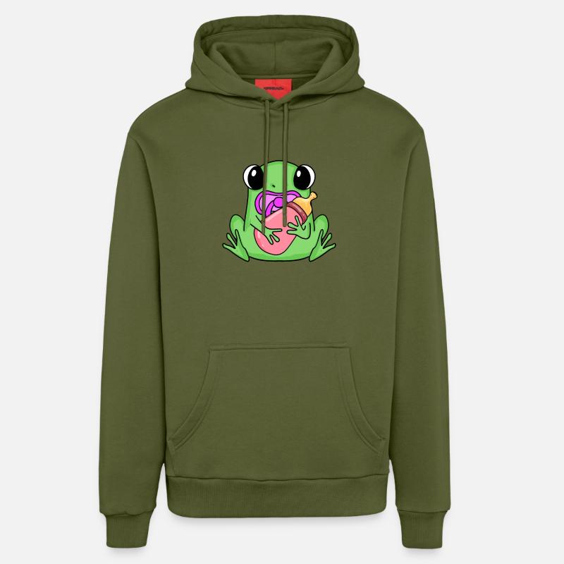 Bébé grenouille - Sweat à capuche bio décontracté fabriqué en UE - MOSS GREEN