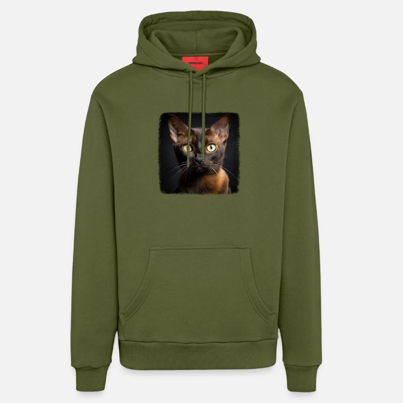 Chat birman Birmanie Katze - Sweat à capuche bio décontracté fabriqué en UE - MOSS GREEN