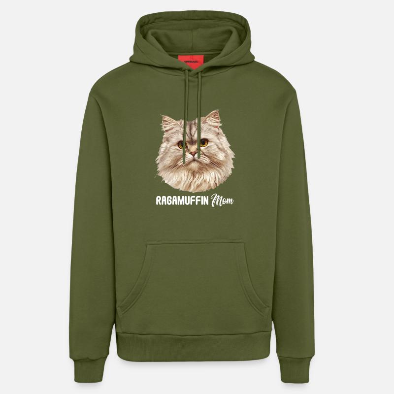 Ragamuffin Chaton Ragamuffin Chat - Sweat à capuche bio décontracté fabriqué en UE - MOSS GREEN