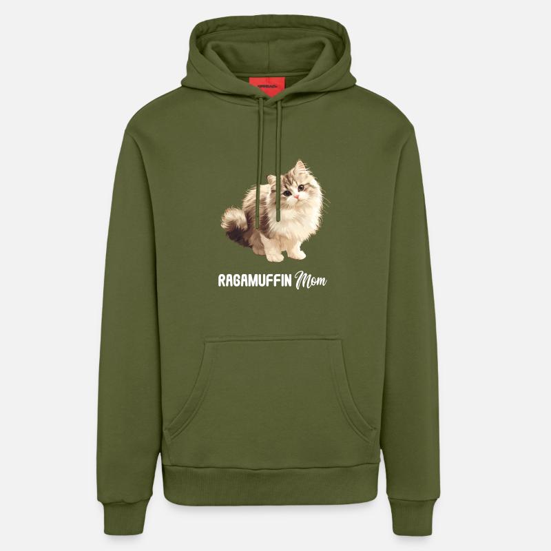 Ragamuffin Chaton Ragamuffin Chat - Sweat à capuche bio décontracté fabriqué en UE - MOSS GREEN