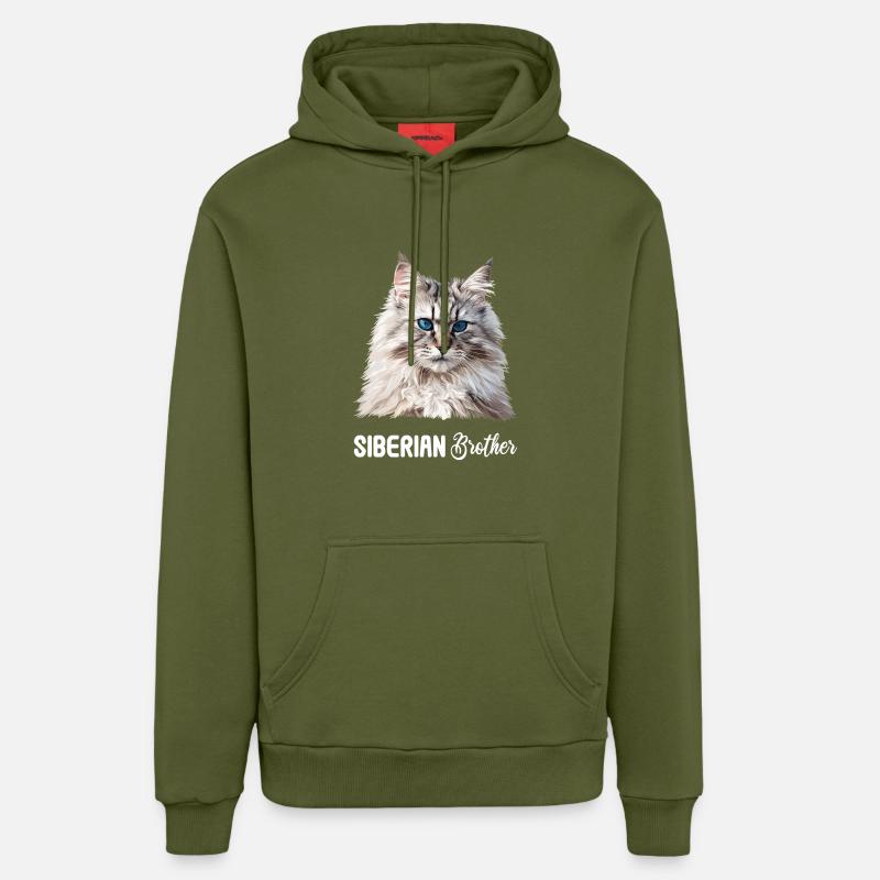 Chat Sibérien Sibirische Katze - Sweat à capuche bio décontracté fabriqué en UE - MOSS GREEN