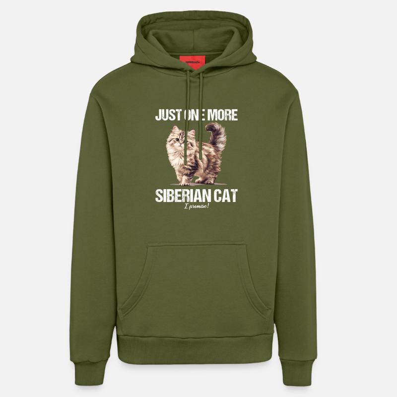 Chat Sibérien Sibirische Katze - Sweat à capuche bio décontracté fabriqué en UE - MOSS GREEN
