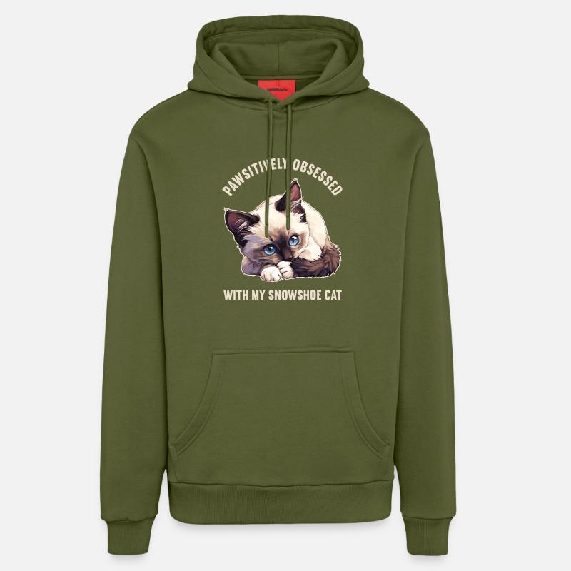 Chaton raquette Chat raquette - Sweat à capuche bio décontracté fabriqué en UE - MOSS GREEN