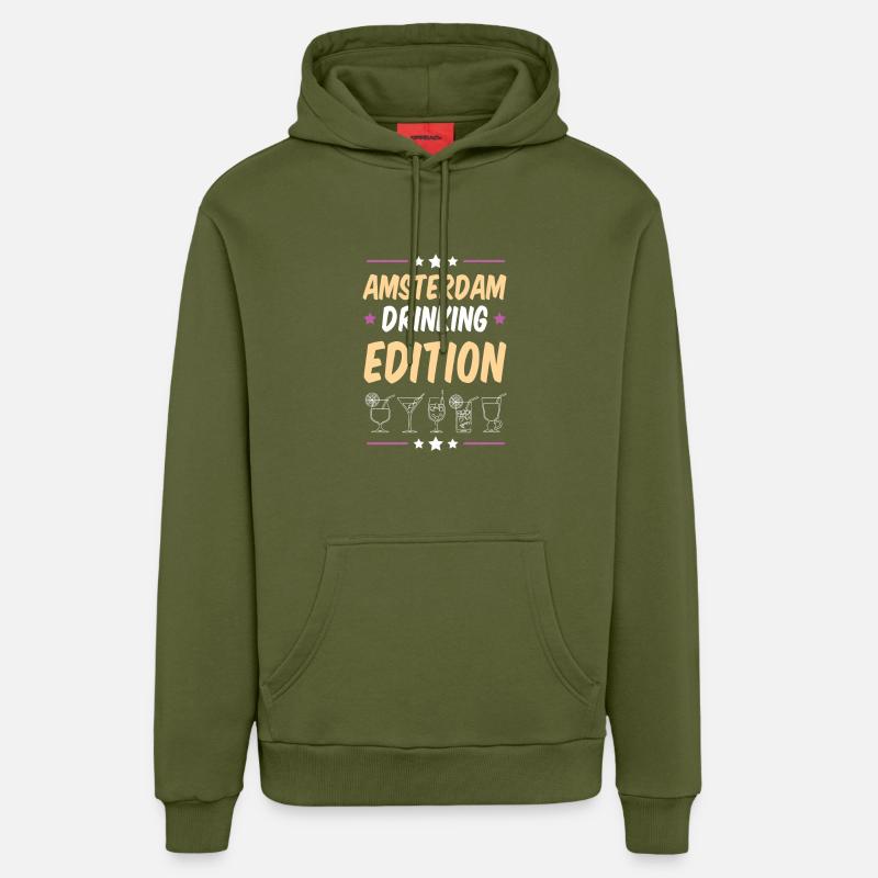 Soirée à boire à Amsterdam - Sweat à capuche bio décontracté fabriqué en UE - MOSS GREEN
