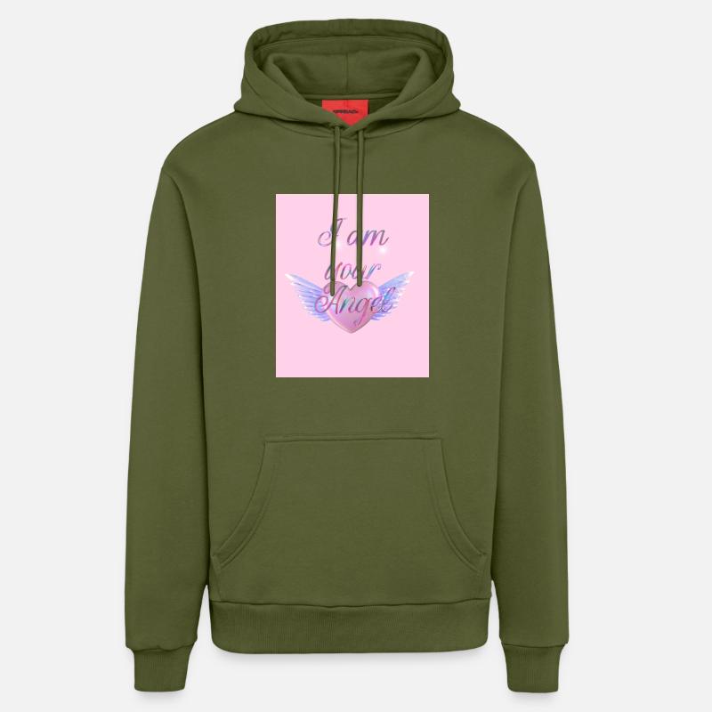 Ich bin Dein Engel - Organic Relaxed Hoodie Made in EU - MOSS GREEN