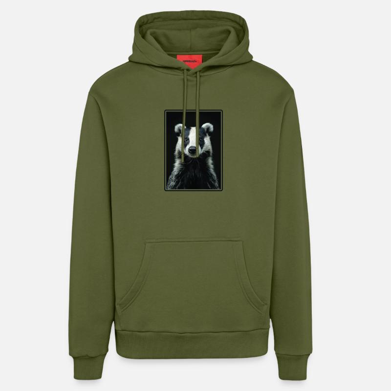Blaireau Dachse Dachs - Sweat à capuche bio décontracté fabriqué en UE - MOSS GREEN
