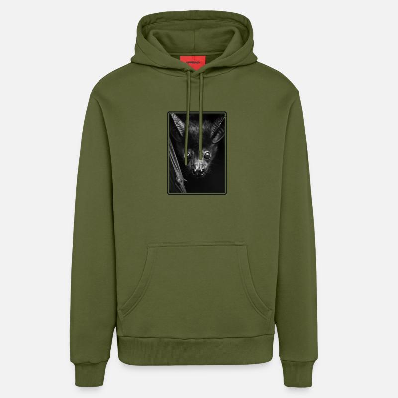 Chauve-souris Chauve-souris - Sweat à capuche bio décontracté fabriqué en UE - MOSS GREEN