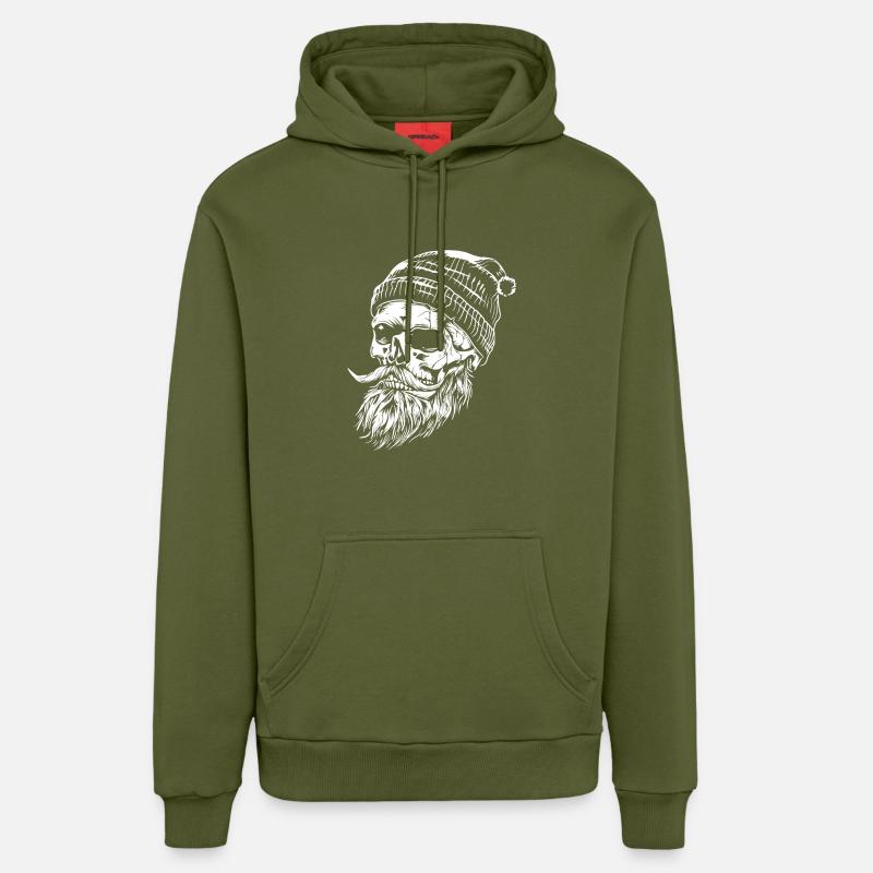 Bûcheron Crâne Bûcheron - Sweat à capuche bio décontracté fabriqué en UE - MOSS GREEN