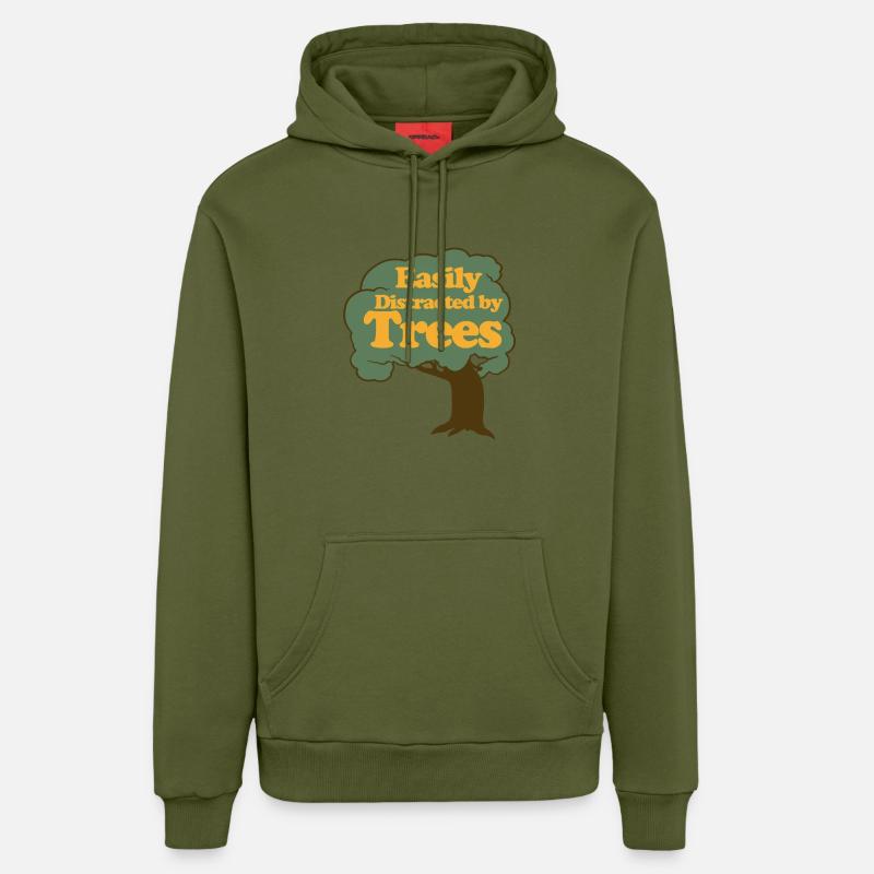Facilement distrait par les arbres - Sweat à capuche bio décontracté fabriqué en UE - MOSS GREEN