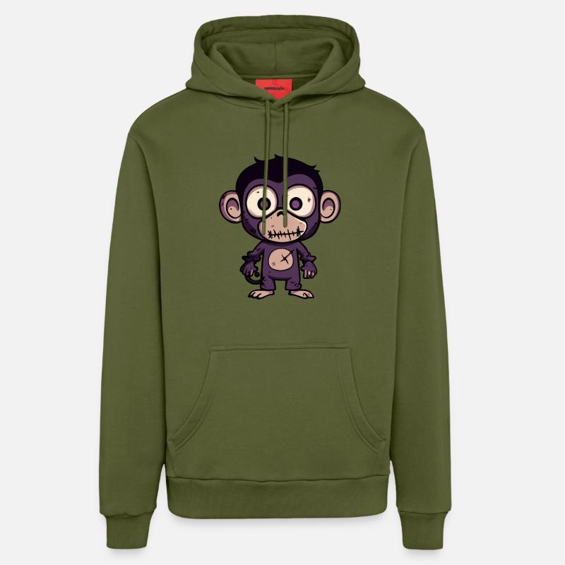Singe Halloween Zombie - Sweat à capuche bio décontracté fabriqué en UE - MOSS GREEN