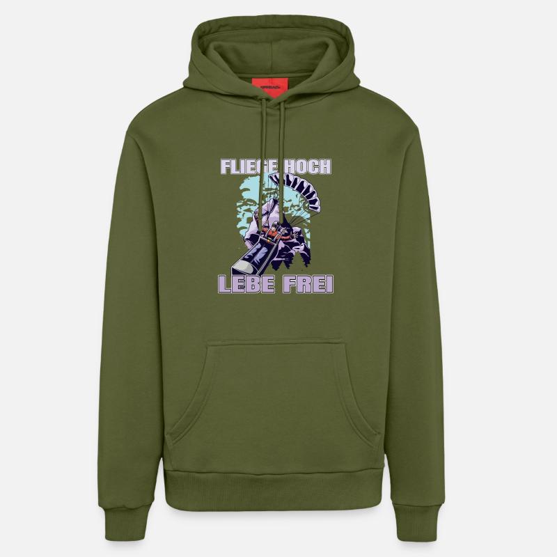 Volez haut, vivez en liberté - Sweat à capuche bio décontracté fabriqué en UE - MOSS GREEN