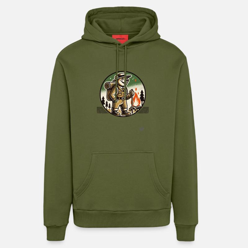 Randonneur et Camping Bear - Sweat à capuche bio décontracté fabriqué en UE - MOSS GREEN