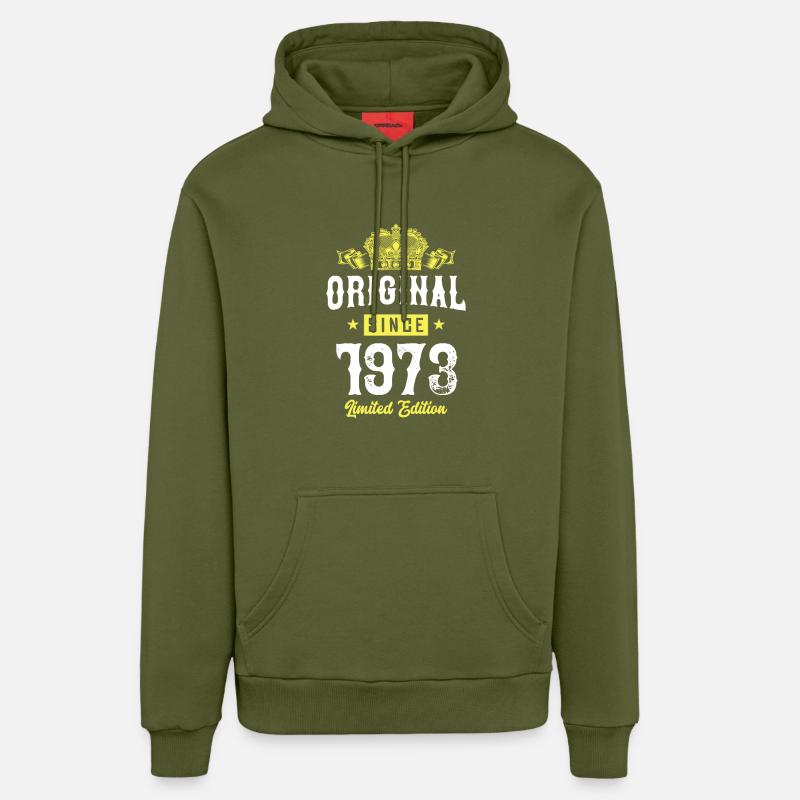 1973 Édition limitée - Sweat à capuche bio décontracté fabriqué en UE - MOSS GREEN