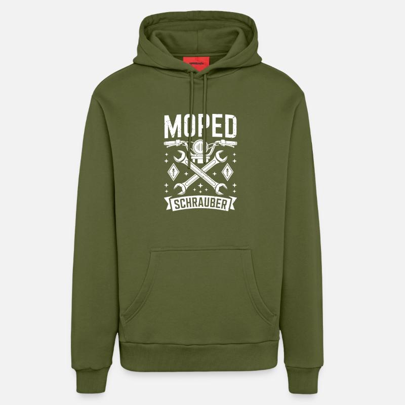 Mobylicier Cyclomotoriste Moto - Sweat à capuche bio décontracté fabriqué en UE - MOSS GREEN